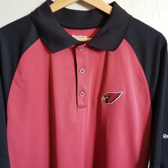 Reebok NFL Colorblock Polo Shirt Arizona Cardinals Embroidered Black/Red Men's M - Picture 3 of 12